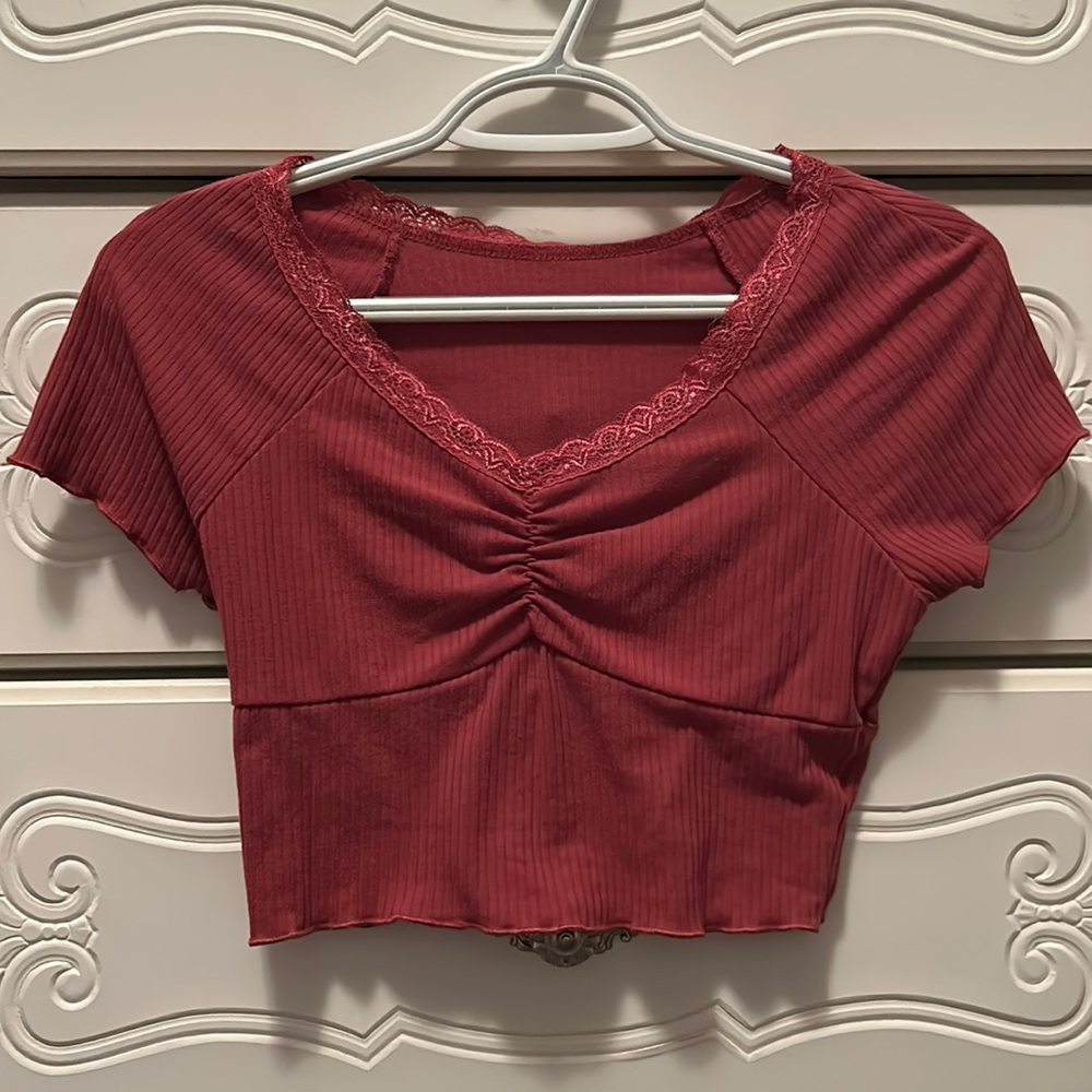 Maroon/Pink Short Sleeve Shirt